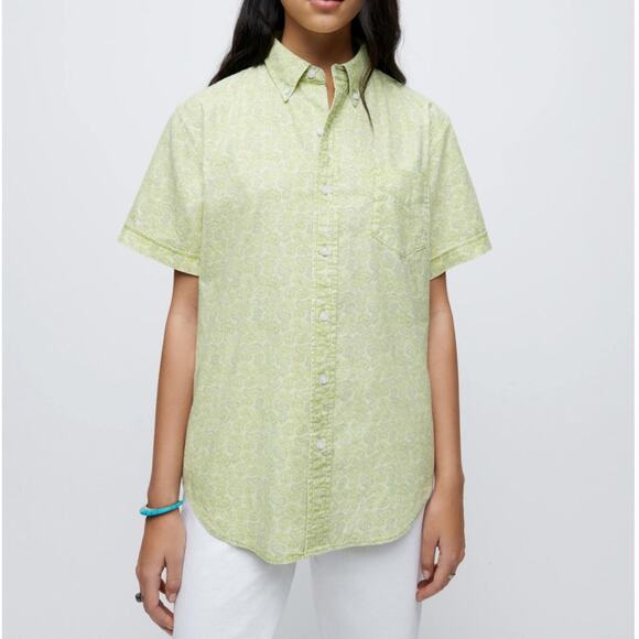 Re\Done 70s Short Sleeve Shirt Citrus Paisley - Picture 1 of 7